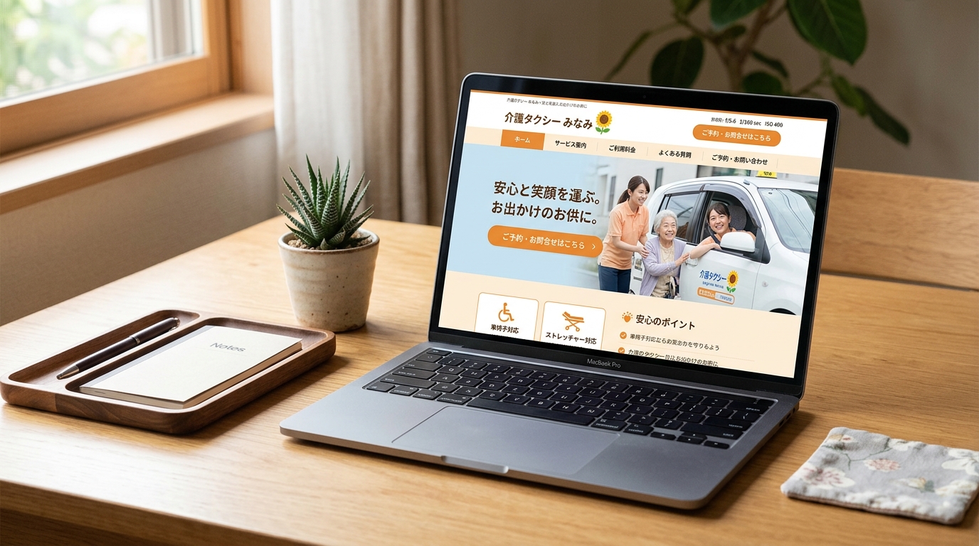 介護タクシーのコーポレートサイトのデモ